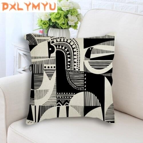 Black Simple Art African style Cushion Cover Sofa Throw Pillow Case Cotton Linen Cushion Cover Home Decor