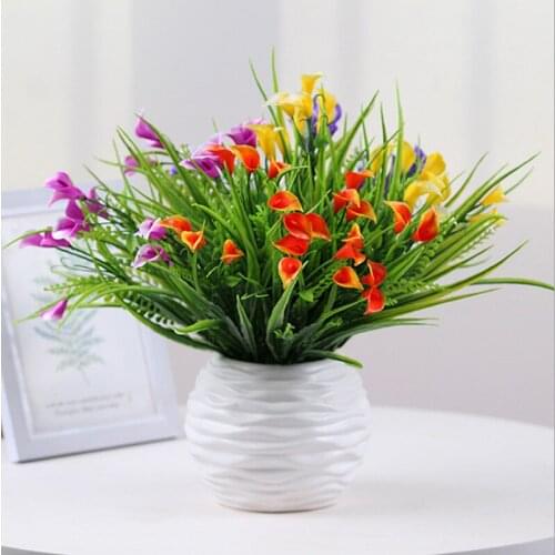 5 Color Artificial Calla Lily Decorative Flower Lifelike Cute Plastic Faux Flower Artificial Plant Wedding Party Home Decoration