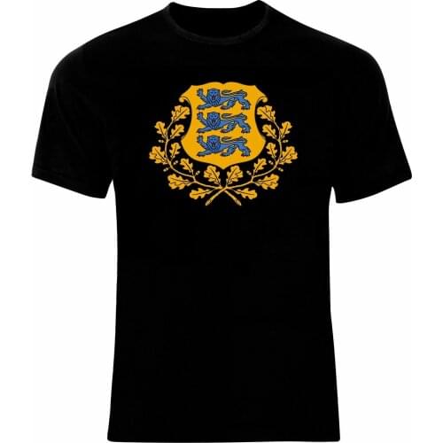 Coat of Arms of The Estonia Estonian Arms Flag T-Shirt. Summer Cotton O-Neck Short Sleeve Mens T Shirt New S-3XL