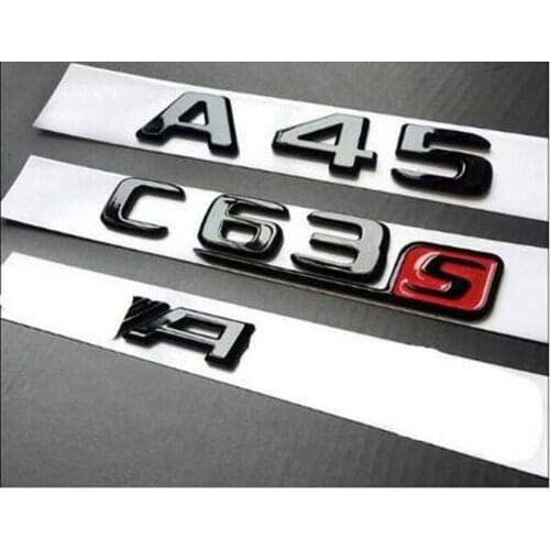 GLOSS BLACK Chrome Trunk Letters Emblem Emblems Badges for Mercedes Benz W176 A45 C63S AMG A45 C63 E63S 2017
