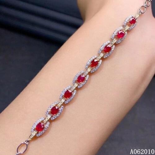 KJJEAXCMY fine jewelry 925 sterling silver inlaid natural ruby bracelet exquisite girl hand bracelet support test