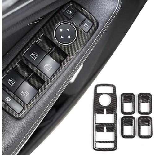 Carbon ABS Window Lift Switch Button Frame Trim For Mercedes-Benz A B C E GLE GLA CLA GLK Class W176 W204 W212 W166 W218
