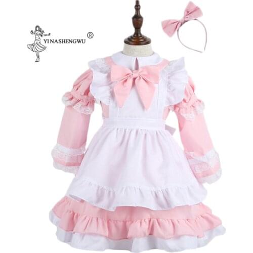 Pink Alice Costume Wonderland Costume Halloween Carnival Cosplay Costume Suit Maids Lolita Fancy Dress lady Anime Maid Uniform