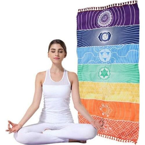 Single Rainbow Gym Yoga Mat Carpet Mandala Boho Stripes Yoga Mat Outdoor Sports Fitness Matcase 150x70cm/100x45cm
