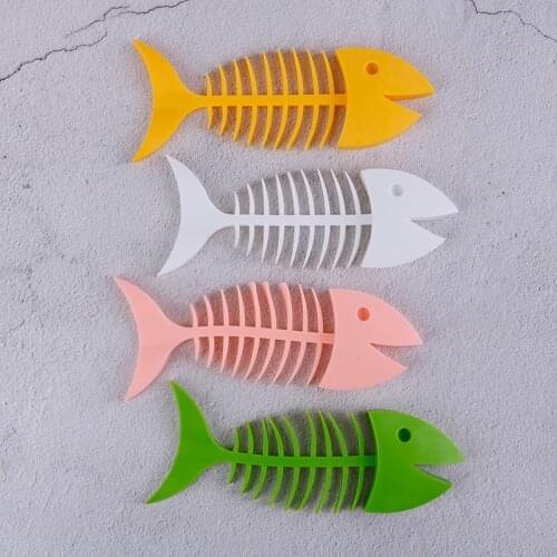 1Pc Creative Silicone Soap Box Fish Bone Shape Holder fish Box Saver traveling Portable Dish Soap Shelf for Bathroom Kitchen
