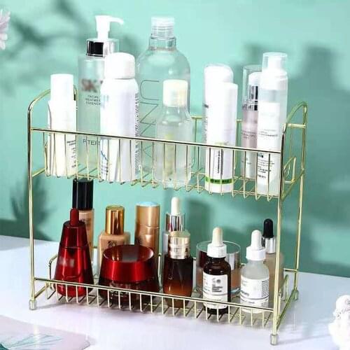 Kitchen Cosmetic Storage Rack Bathroom Storage Shelf Wrought Iron Shelf Seasoning Rack Double-layer Shelf Household Shelf