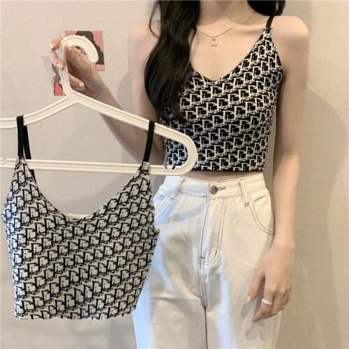 Summer slim body build V - collar knit outside wear suspender belt jacket female small vest