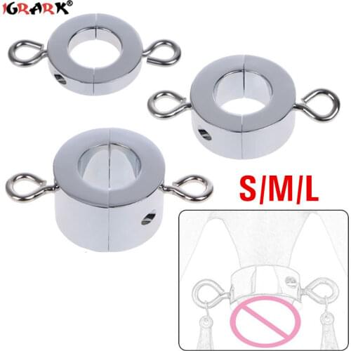 Penis Lock Metal Scrotum Pendant Ball Stretcher Stainless Steel Weight Cock Ring BDSM Bondage Gear Restraint Sex Toys for Men 18