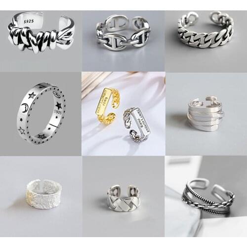 Punk Vintage English Letter Metal Letter Open Rings Design Finger Women Men Party Jewelry Gifts