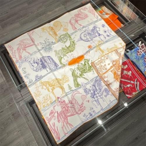 90 CM New Scarf Women 100% Mulberry Silk Scarves Ladies Headscarves Designer Double-Sided Color Summer Shawls For Ladies