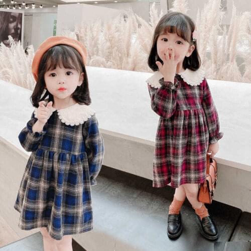 Girls Autumn spring fashion sweet long sleeve Plaid Dresses new baby kids girls children casual cotton princess dresses P4 170