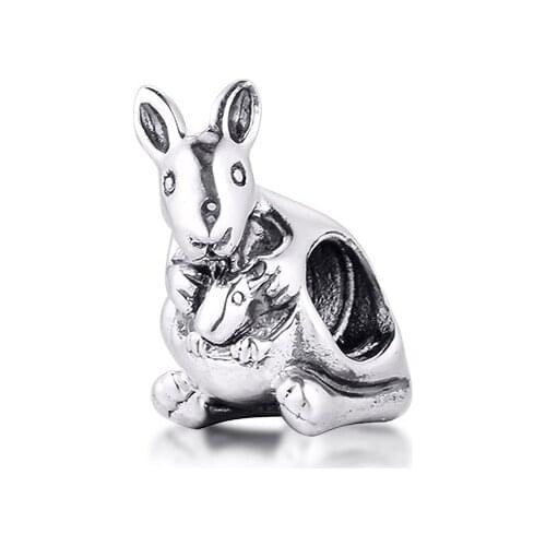Fits Pandora Bracelet 100% 925 Sterling Silver Beads Kangaroo & Baby Charms for Women Jewelry Making diy kralen berloques F400