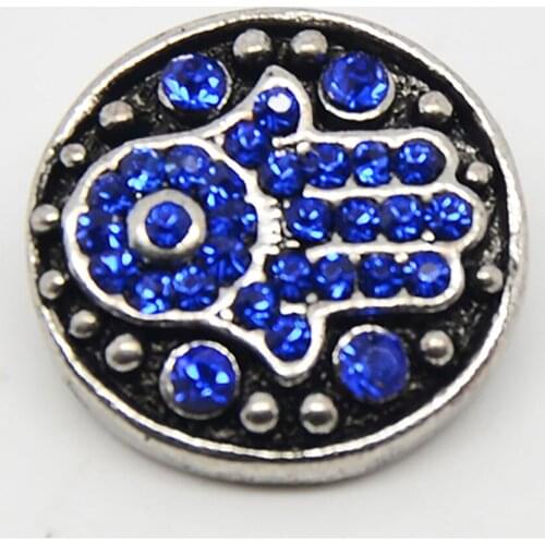 Blue Hand design Metal Snap Button Charms For Fashion Leather Bracelet