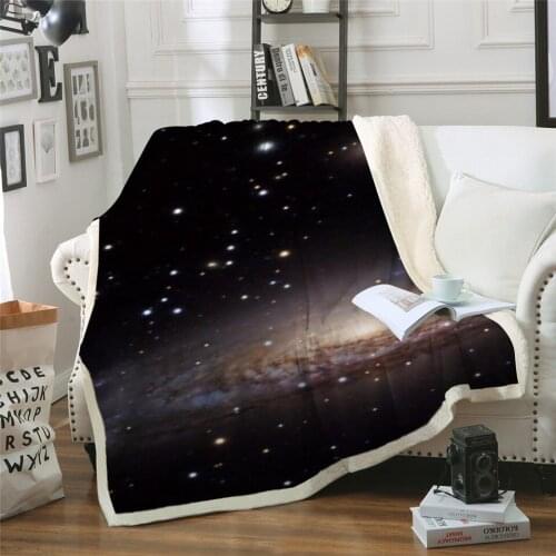 Popular Amazing Galaxy Sherpa Blanket Universe Print Plush Throw Beds Blanket Sofa Cover Thin Quilt mantas para cama