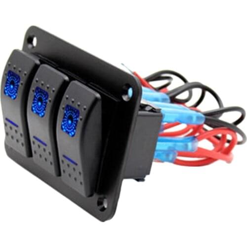 Premium 12V/24V Switch Box Panel - (3) ON/OFF Rocker Switch with LED Light - Dimensions: 2.4x2.4x3.5inch(L*W*H)