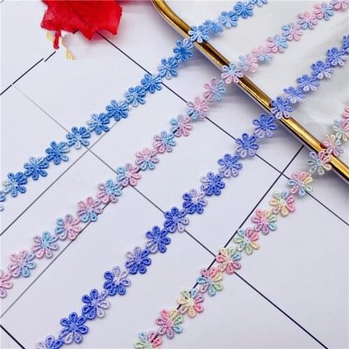 15Yards Color Lace Polyestyer Daisy Multicolor Clothing Accessories Trimming Handmade Rainbow width 1.3CM