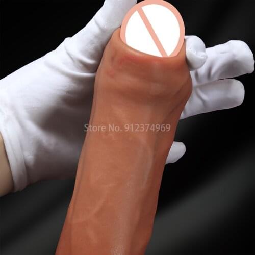 7in Realistic Dildos Sliding Foreskin Females Masturbation Tools Huge Suction Cup Penis Fake Dick Lesbian Adult Erotic Sex Toys
