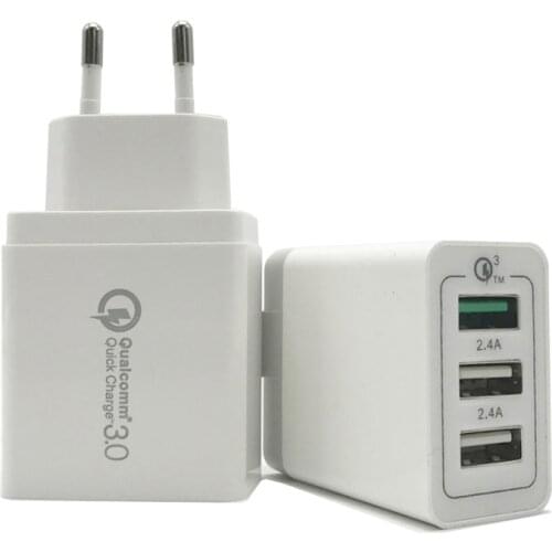 Quick Charge 3.0 3 Ports USB Wall Charger QC 3.0 Travel Fast Charger For iPhone 7 6S Plus SAMSUNG S20 S10+S8 Plu S7 S6 Note 8