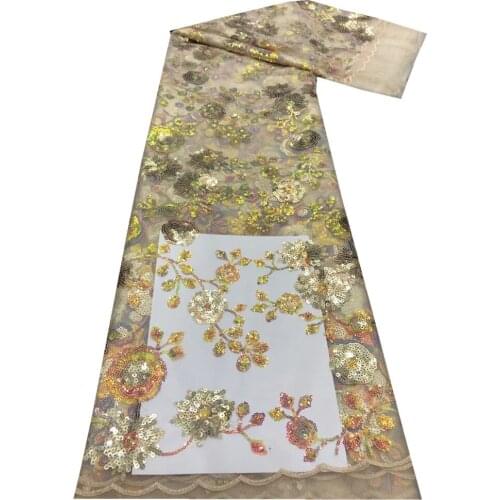 SJ Lace African Lace Fabric 2021 High Quality French Mesh Lace Fabric With Sequins Nigerian Lace Fabrics For Wedding xb3-86