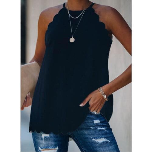 2021 SUMMER NEW Top women European and American ladies corrugated hem pure color sexy suspenders with white vest