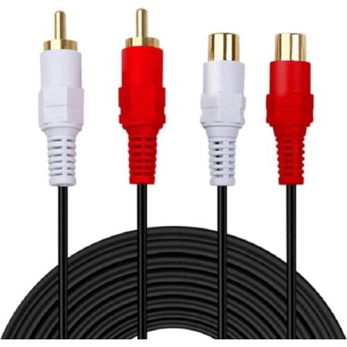 LBSC RCA Extension Cable - 2RCA Audio Extender Adapter Cable Coupler Male to Female Dual Red/White Connector