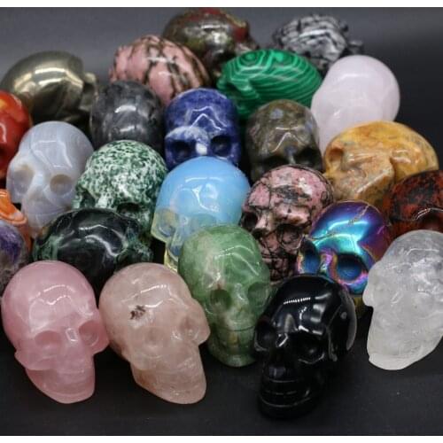 Natural Crystal Stone Skull Shape Ornaments Fit Christmas Decoration Home Ornaments Theme Party Size 30x50-35x50mm