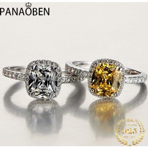 Real S925 Sterling Silver Rings for Women Luxury Dazzling Exquisite Jewelry Engagement Wedding Unique Yellow White Carat Diamond