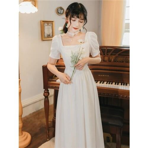 2020 new fashion womens clothing Square Collar Vintage dresses women