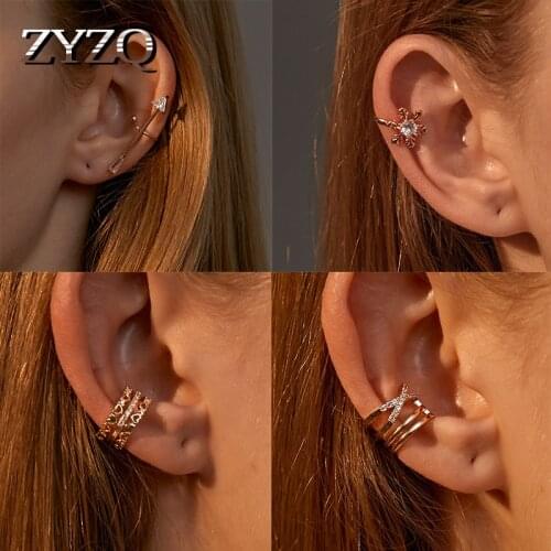 Fashion Gold Heart Shaped Ear Clip Earring For Women Without Piercing Puck Rock Vintage Crystal Ear Cuff Girls Jewelry Gifts