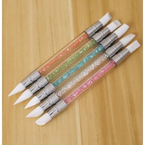 1Pcs Nail Art Silicone Brush Carving Painting Pencil 10 Tips UV Gel DIY Polish Dual-head Mirror Powder Sculpture Manicure Tool