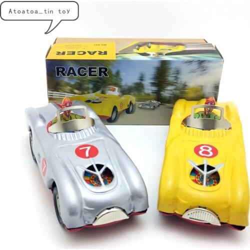 1Pc Vintage Retro Car Collection Tin toys Classic Clockwork Wind Up racing car Tin Toys For Adult Children Collectible Gift