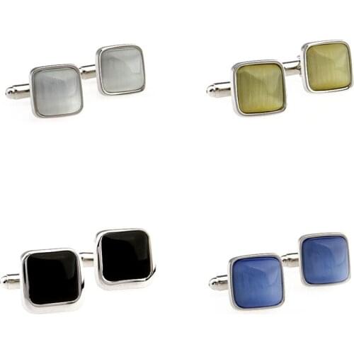 10pairs/lot Classic Square Cats Eye Stone Cufflinks Copper Plating Onyx Cuff Links Business Style Mens Jewelry Accessory