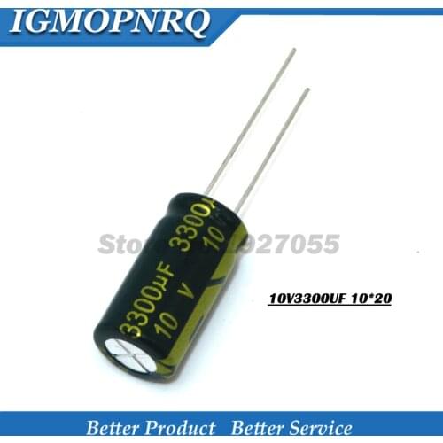 10PCS 10V3300UF 10*20mm 3300UF 10V 10*20 Aluminum electrolytic capacitor new