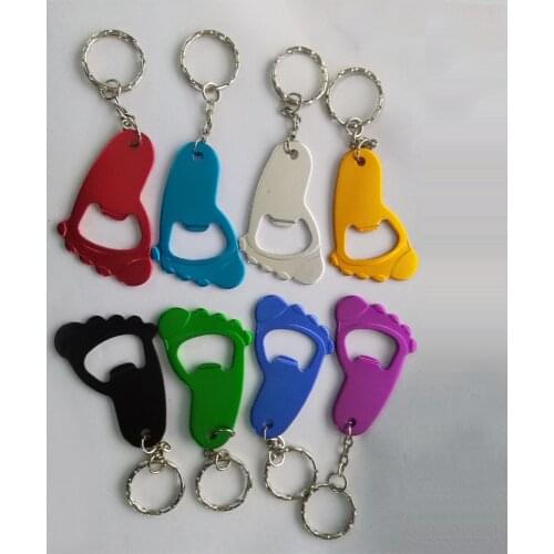 100pcs/lot Creative Baby Foot Keychain Bottle Opener & Cute Foot Aluminium Alloy Bottle Opener Key Chain Print Logo Welcome