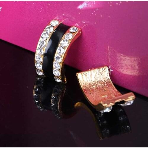 2016New 100pcs Black Arc Rhinestone Button for DIY Hair and bags or Shoes button accessories ZJ163