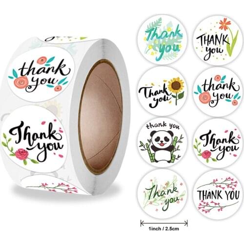 50-500pcs Party Handmake Gift envelopes Seal Labels Stationary Stickers Round Paper Flowers Thank You Sticker for Bussiness