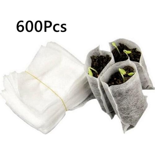 600Pcs Non-Woven Seedling Bag 10x12cm Degradable Seedling Container Bag Grow Bag Sapling Planting Bag Nutrition Bowl Nursery Pot