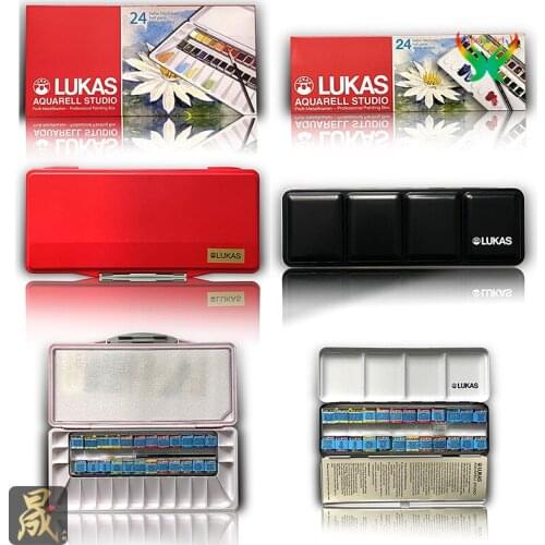 Lukas Lucas watercolor,24 color P half solid, college grade iron box, travel paint set, oil paint, suitable for artists,studies