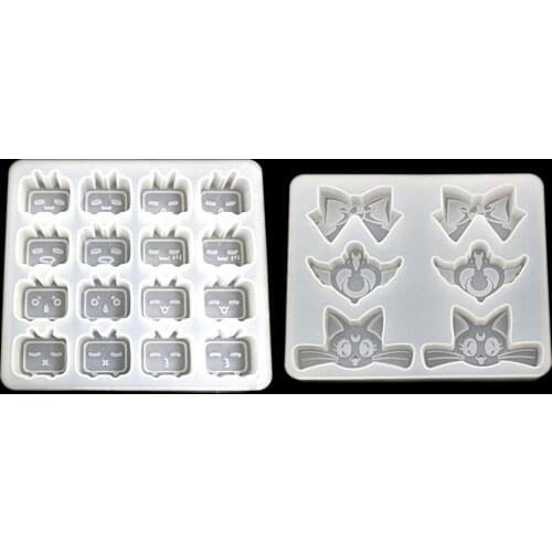 Shiny Cat Bows Silicone Molds DIY Resin Cabochon Charms Epoxy Resin Television Face Jewelry Pendant Mold Tools