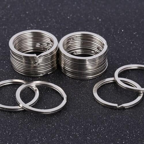 High quality nickel plated 1.7x28mm metal key ring charm Keychain Hanging chain Charm Key Chain Ring Accessories 5pcs