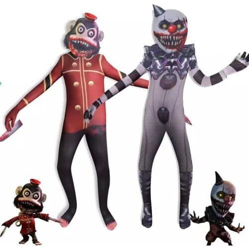2021 Kids Monkeys Clown Gremlins Cosplay Costume with Mask Boys Girls Party Bodysuit Halloween Carnival Fancy Dress Jumpsuits