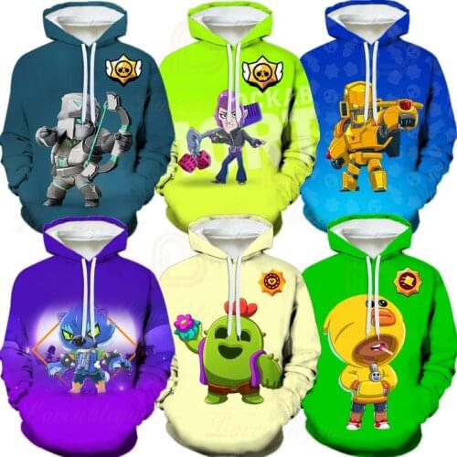 Browlings Boys Girls 3D PRIMO MORTIS Thin Hoodie Crow Spike Leon Shelly Hoodie Kids Game Anime Cute Hoodie Birthday Gift