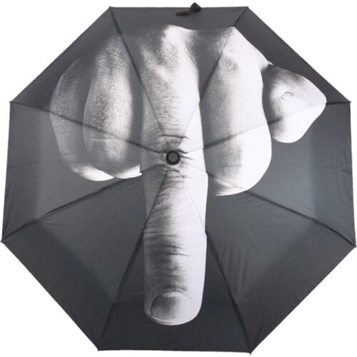 Creative Cool Middle Finger Umbrella Rain Women Parasol men Umbrella Impact parasol 3 Fold Windproof Folding Rain Umbrellas
