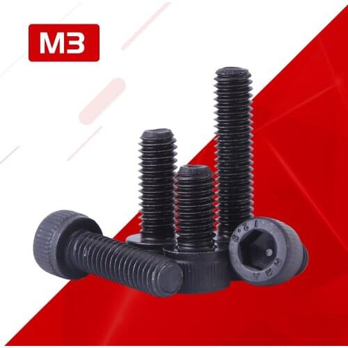 M3 M4 M5 M6 304 Stainless Steel Black Grade 12.9 Steel Hexagon Hex Socket Head Cap Allen Bolt Screw L=3-50mm