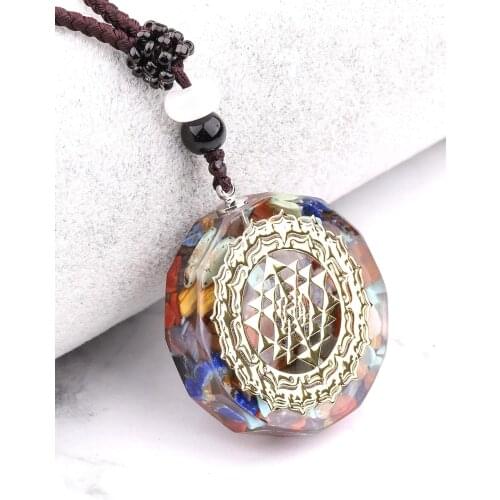 Orgonite Chakra Sri Yantra Necklace Bioenergy Reiki Natural Stones