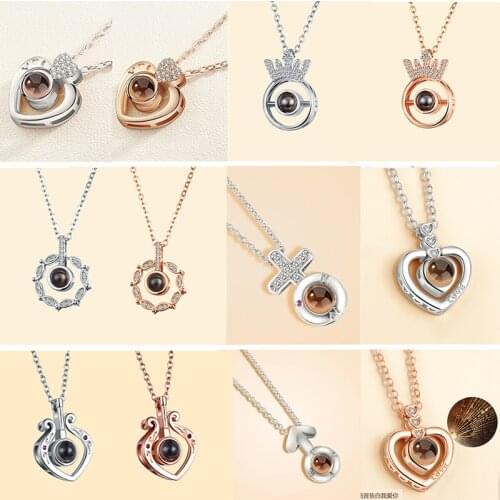 New Projection Necklace That Says I Love You In 100 Languages Genuine Heart Memory Necklaces & Pendants Wedding Gift