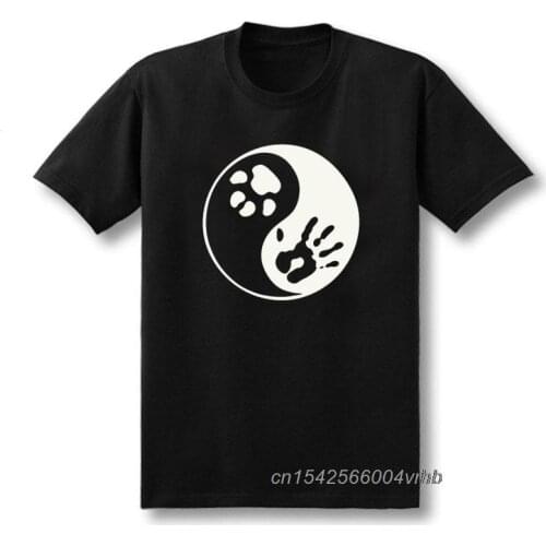 Casual Mens Tshirts Graphic Yin Yang Pet Catdog Paw Print Print Men T-Shirts Funny Design Cotton Top Tees Customized