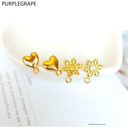 PURPLEGRAPE minimalist metal love status snowflake shape connector diy handmade earrings jewelry accessories