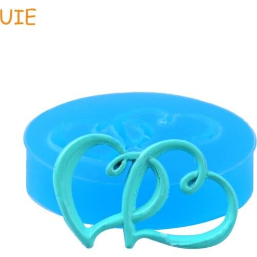 PYL664U 31.2mm Double Hearts Silicone Mold - Cake Decoration Craft Fondant, Scrapbooking, Gum Paste, Resin Jewelry, Candy, Icing