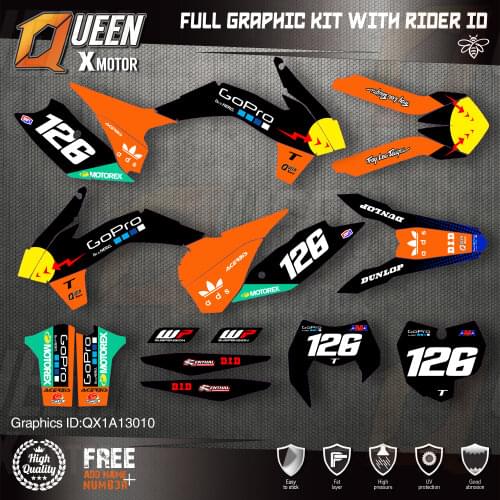 QUEEN X MOTOR Custom Team Graphics Decals Stickers Kit For KTM 2013 2014 2015 SX SXF , 2014 2015 2016 EXC XC-W EXC-F 010